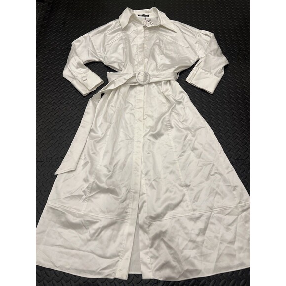 Zara Jackets & Blazers - NWT Zara White Pocket Belted Trench Coat Large MSRP $150 Polyester Long Oversize